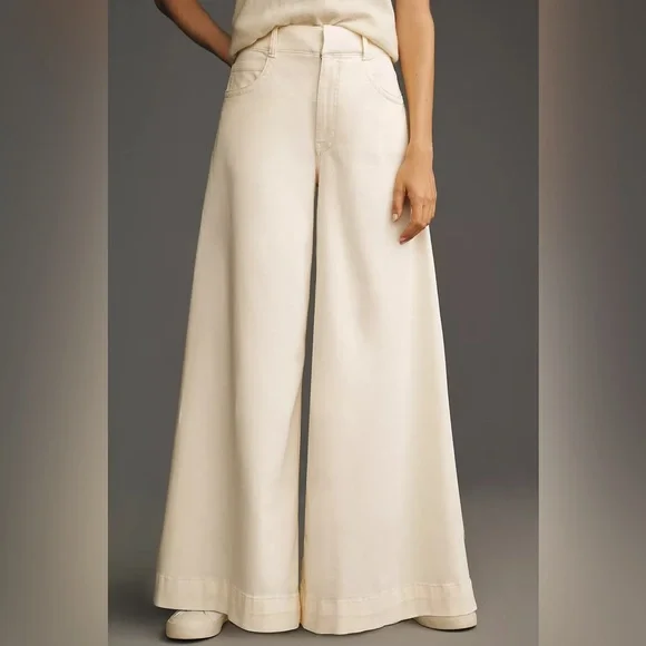 Anthropologie Cream Wide Leg Pants - Picture 1 of 4